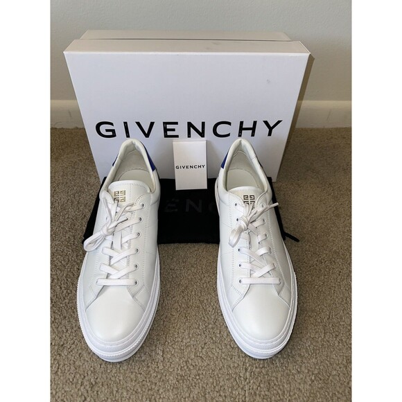 $675 Givenchy City Sport Rear Logo Print Sneakers - WHT/BLUE - 45/12 - NWB - Picture 2 of 8